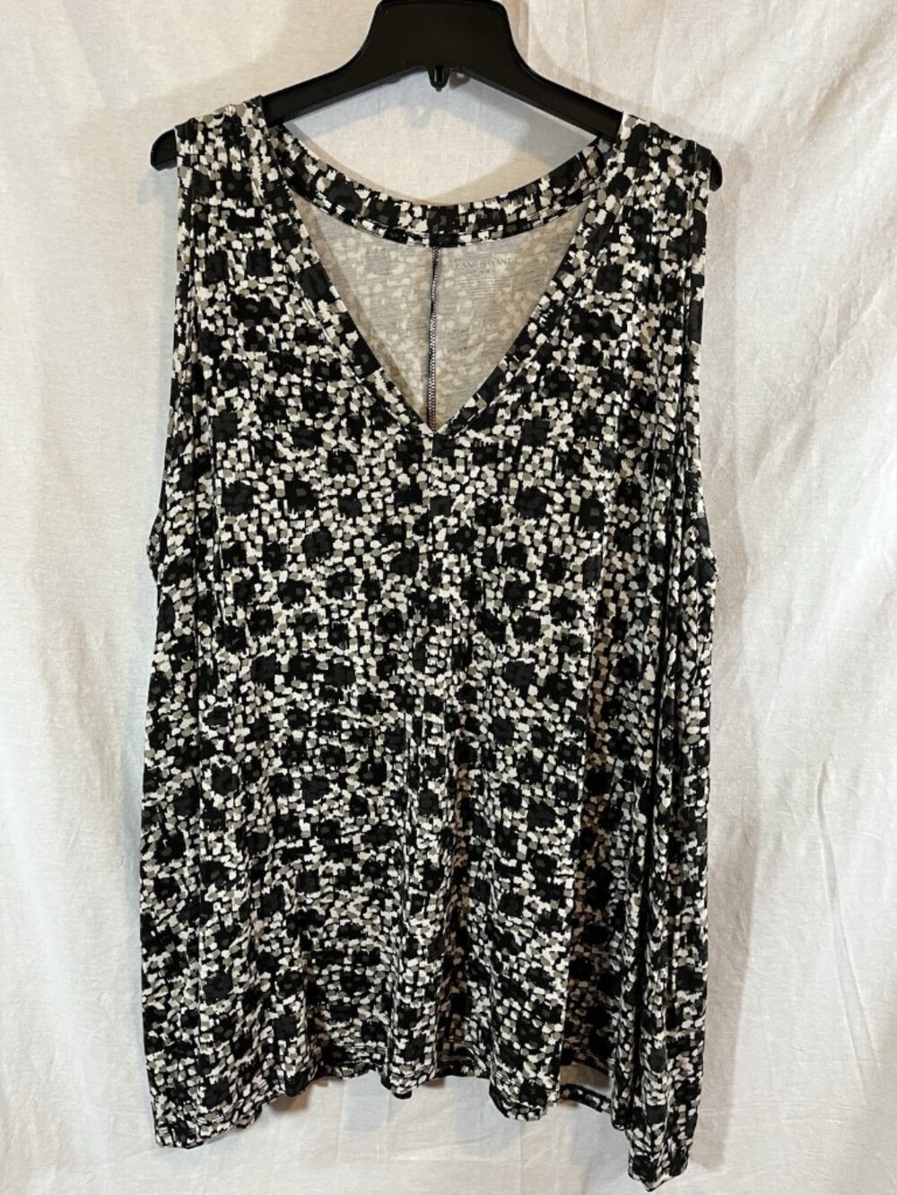 Lane Bryant Women’s 4X (26/28) Black & Gray Speckled Geo Print Sleeveless Top